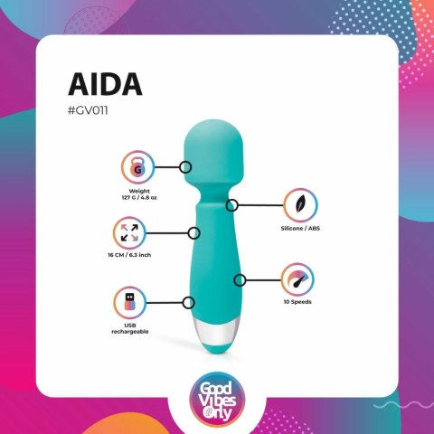 Aida Wand Massager - kompaktowy model wodoodporny USB, 10 trybow Aida Wand Massager - kompaktowy model wodoodporny USB, 10 trybow