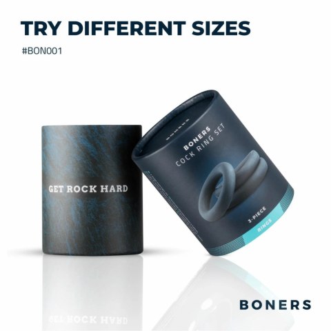 Boners Zestaw 3 Pierścieni Anatomicznych z Silikonu Szary Boners Zestaw 3 Pierścieni Anatomicznych z Silikonu Szary