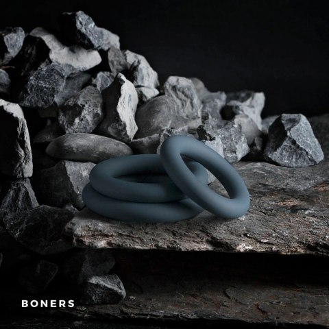 Boners Zestaw 3 Pierścieni Anatomicznych z Silikonu Szary Boners Zestaw 3 Pierścieni Anatomicznych z Silikonu Szary