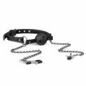EasyToys Open Ball Gag Black z Regulowanymi Zaciskami, 4,3 cm