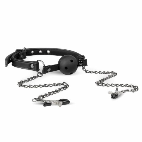 EasyToys Open Ball Gag Black z Regulowanymi Zaciskami, 4,3 cm EasyToys Open Ball Gag Black z Regulowanymi Zaciskami, 4,3 cm