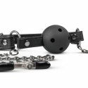 EasyToys Open Ball Gag Black z Regulowanymi Zaciskami, 4,3 cm