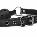 EasyToys Open Ball Gag Black z Regulowanymi Zaciskami, 4,3 cm