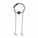 EasyToys Open Ball Gag Black z Regulowanymi Zaciskami, 4,3 cm