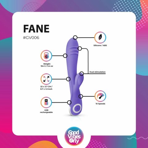 Fane Wibrator Intymny Rabbit z 10 Trybami i Podświetleniem LED, Rożowy Fane Wibrator Intymny Rabbit z 10 Trybami i Podświetleniem LED, Rożowy