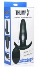 XR Brands Thump-It Medium - silikonowa wtyczka z funkcją ruchu, czarna