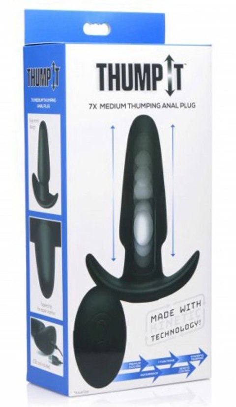 XR Brands Thump-It Medium - silikonowa wtyczka z funkcją ruchu, czarna XR Brands Thump-It Medium - silikonowa wtyczka z funkcją ruchu, czarna