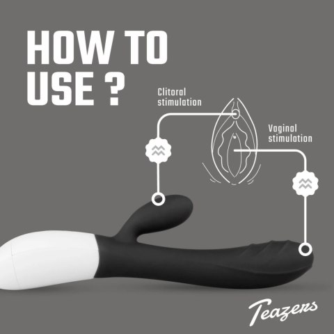 Teazers Rabbit Vibrator Black - silikonowy model dwufunkcyjny USB 30 trybow Teazers Rabbit Vibrator Black - silikonowy model dwufunkcyjny USB 30 trybow