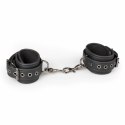 EasyToys Kajdanki z Ekoskory z Łańcuchem, Regulowane 11-28 cm, Czarne