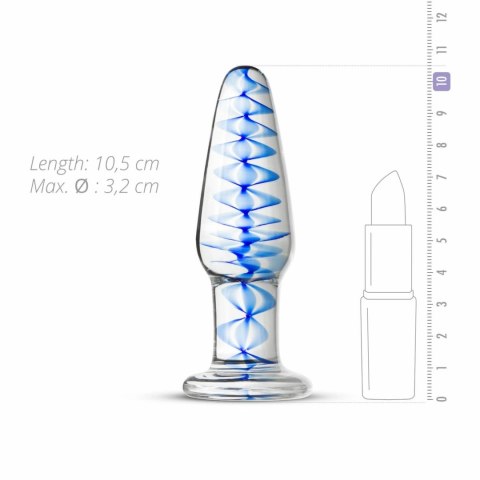 EasyToys Szklany Plug Anatomiczny No. 23 ze Spiralą Niebieską, Średni EasyToys Szklany Plug Anatomiczny No. 23 ze Spiralą Niebieską, Średni