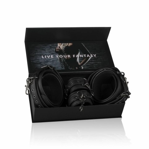 EasyToys Zestaw mankietow na uda i nadgarstki, regulowane, czarne EasyToys Zestaw mankietow na uda i nadgarstki, regulowane, czarne