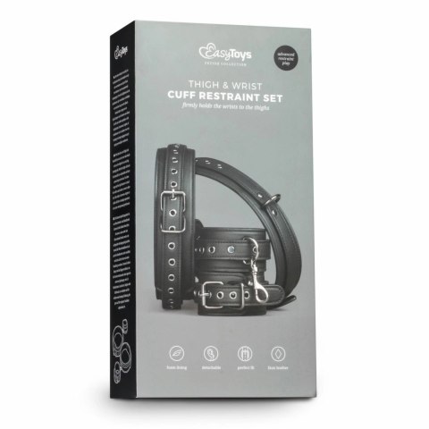 EasyToys Zestaw mankietow na uda i nadgarstki, regulowane, czarne EasyToys Zestaw mankietow na uda i nadgarstki, regulowane, czarne