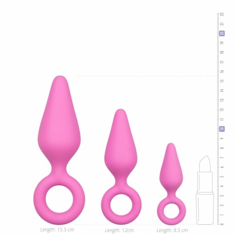 EasyToys Zestaw silikonowych korkow z uchwytem, 3 rozmiary, rożowy EasyToys Zestaw silikonowych korkow z uchwytem, 3 rozmiary, rożowy