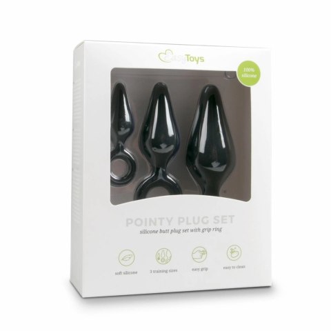 EasyToys Zestaw trzech czarnych korkow silikonowych z uchwytem Pull Ring EasyToys Zestaw trzech czarnych korkow silikonowych z uchwytem Pull Ring