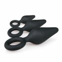 EasyToys Zestaw trzech czarnych korkow silikonowych z uchwytem Pull Ring