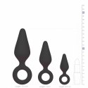 EasyToys Zestaw trzech czarnych korkow silikonowych z uchwytem Pull Ring