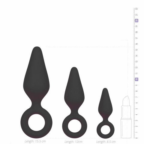 EasyToys Zestaw trzech czarnych korkow silikonowych z uchwytem Pull Ring EasyToys Zestaw trzech czarnych korkow silikonowych z uchwytem Pull Ring
