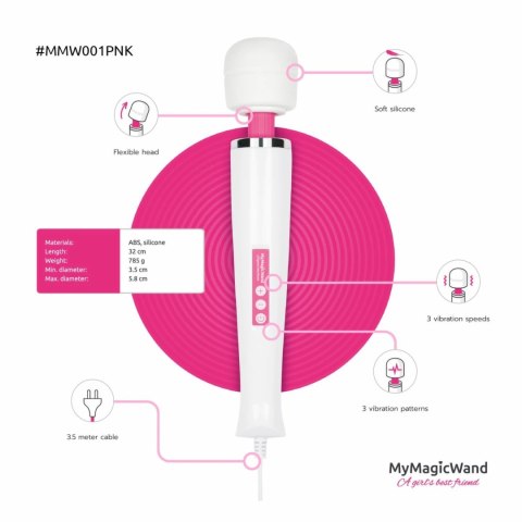 MyMagicWand Rożowy - Masażer z 6 trybami i ergonomicznym uchwytem MyMagicWand Rożowy - Masażer z 6 trybami i ergonomicznym uchwytem