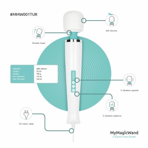 MyMagicWand Turquoise - wielofunkcyjny masażer z 6 trybami pracy MyMagicWand Turquoise - wielofunkcyjny masażer z 6 trybami pracy