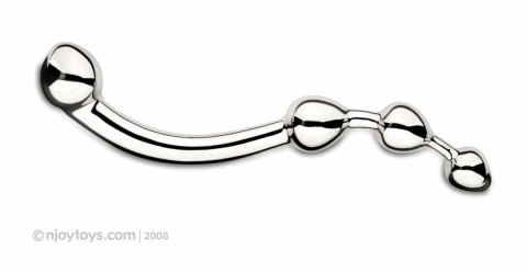 Njoy Fun Wand Silver - stalowy model dwustronny, zakrzywiony, 20 cm Njoy Fun Wand Silver - stalowy model dwustronny, zakrzywiony, 20 cm