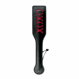 Ouch! Skorzana packa XOXO z czerwonym napisem - czarna, 32 cm