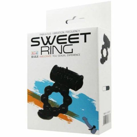 Baile Sweet Ring czarny silikonowy pierścień intymny z podwojnym stymulatorem Baile Sweet Ring czarny silikonowy pierścień intymny z podwojnym stymulatorem