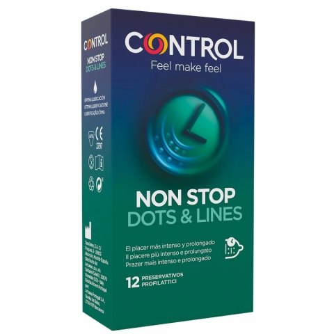 Control NonStop 12 szt. - prezerwatywy prążkowane i punktowe, opoźniające Control NonStop 12 szt. - prezerwatywy prążkowane i punktowe, opoźniające