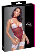 Cottelli Lingerie Body Plaid XL - koronkowy komplet z chokerem, rozmiar XL