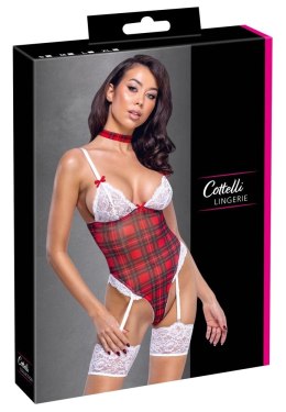 Cottelli Lingerie Body Plaid XL - koronkowy komplet z chokerem, rozmiar XL