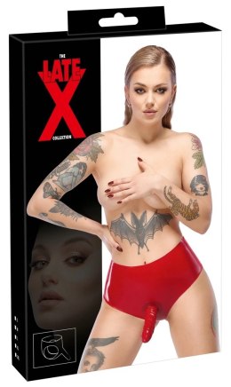 LateX Majtki Lateksowe Czerwone XL z Elementem Zewnętrznym 15 cm