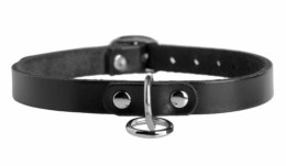 XR Brands skorzana obroża z O-ringiem, regulowana, czarna 45,7 cm