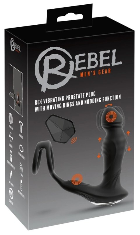 Rebel RC Prostate Plug Zdalny - silikonowy masażer z pierścieniami, czarny Rebel RC Prostate Plug Zdalny - silikonowy masażer z pierścieniami, czarny