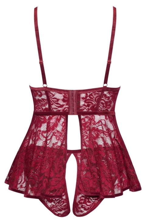 Cottelli Curves Babydoll koronkowa + majtki bezkrokowe czerwone XL Cottelli Curves Babydoll koronkowa + majtki bezkrokowe czerwone XL