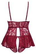 Cottelli Curves Babydoll z koronką i majtkami z wycięciem czerwone 2XL