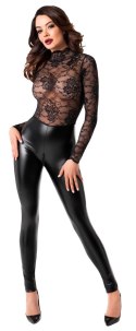 Noir Orgia Exclusive S - kombinezon damski czarny, koronka i wetlook