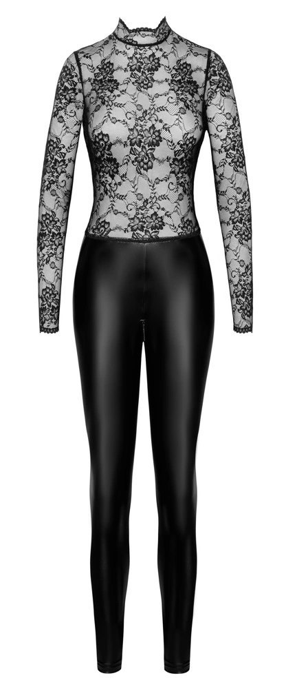 Noir Orgia Exclusive S - kombinezon damski czarny, koronka i wetlook Noir Orgia Exclusive S - kombinezon damski czarny, koronka i wetlook