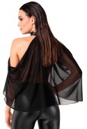 Noir Orgia Top z Tiulu Czarny L Zwiewny Asymetryczny Halterneck