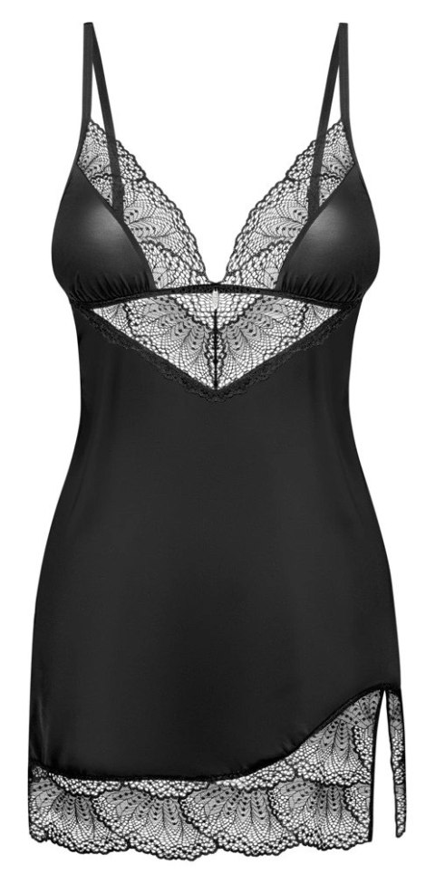 Obsessive Lobellis koszulka nocna z koronką czarna XL/2XL + stringi Obsessive Lobellis koszulka nocna z koronką czarna XL/2XL + stringi