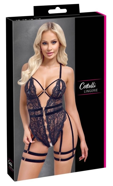 Cottelli Lingerie Body Koronkowe z Paskami do Pończoch Czarny S Cottelli Lingerie Body Koronkowe z Paskami do Pończoch Czarny S
