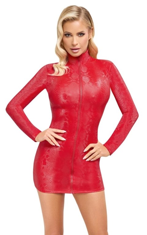 Cottelli PARTY sukienka mini długa rękaw skora węża czerwona S Cottelli PARTY sukienka mini długa rękaw skora węża czerwona S