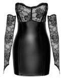 Noir Orgia XL Czarna Mini Sukienka Powerwet z Koronkowymi Mankietami