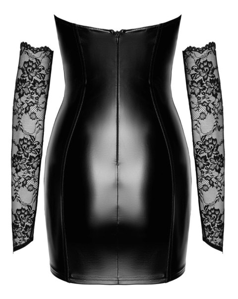 Noir Orgia XL Czarna Mini Sukienka Powerwet z Koronkowymi Mankietami Noir Orgia XL Czarna Mini Sukienka Powerwet z Koronkowymi Mankietami