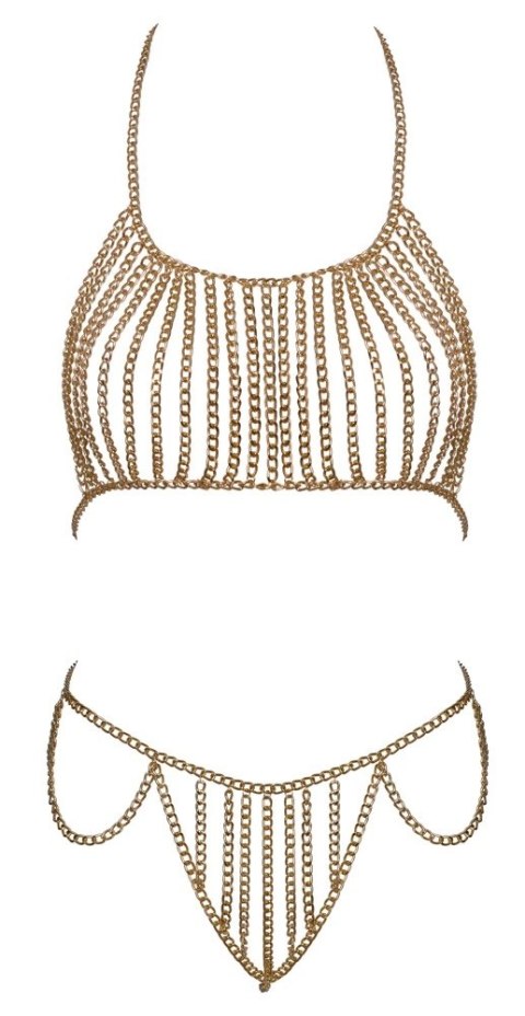 Cottelli ACCESSOIRES bikini łańcuszkowe złote - regulowane, metalowe Cottelli ACCESSOIRES bikini łańcuszkowe złote - regulowane, metalowe