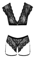 Cottelli Collection komplet koronkowy top i majtki czarne XL
