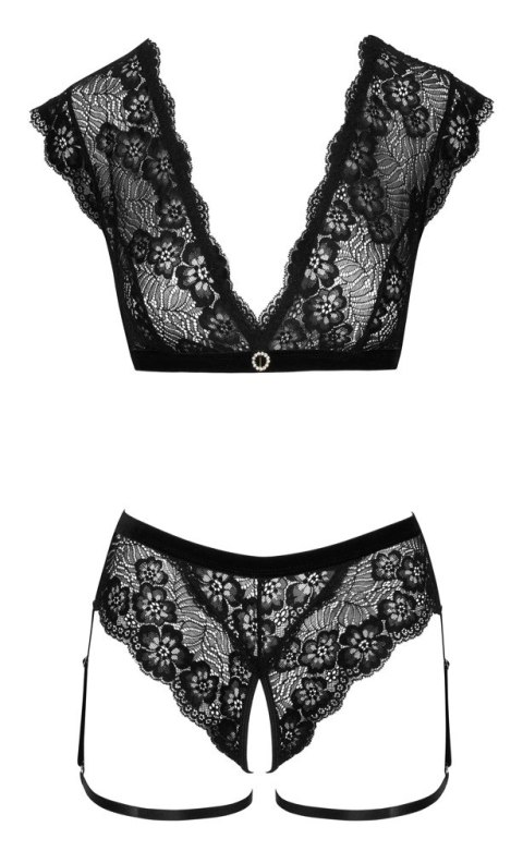 Cottelli Collection komplet koronkowy top i majtki czarne XL Cottelli Collection komplet koronkowy top i majtki czarne XL