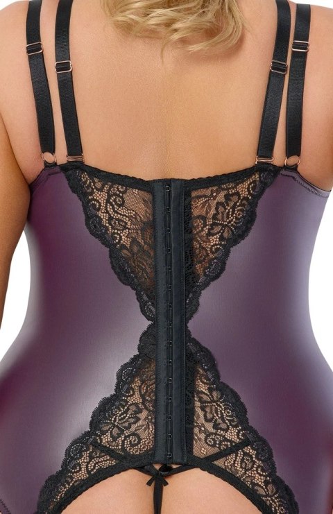 Cottelli Curves 2XL Koszulka matowa z szelkami i stringi fioletowe Cottelli Curves 2XL Koszulka matowa z szelkami i stringi fioletowe