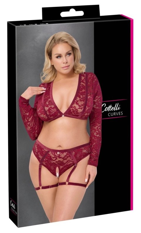 Cottelli Curves Komplet Koronkowy Top i Majtki Czerwony XL Cottelli Curves Komplet Koronkowy Top i Majtki Czerwony XL