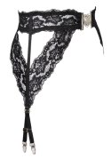 Cottelli LINGERIE Pas do Pończoch Koronkowy Srebrne Detale S/M