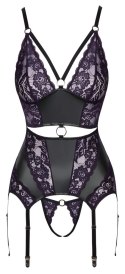 Cottelli LINGERIE Top matowy do pończoch + stringi bez szwu M czarny