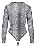 Cottelli Lingerie Body XL Panterkowy Powernet Długi Rękaw